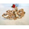 Flower shaped crystal hair barrette clip bridal clip bridal barrette Set: A (Primary color: Gold)