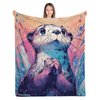 ALIFAFA Otter Blanket, Cute Curious Other Throw Blankets, Otter Gift for Kids Girls, Kawaii Otter Vintage Style Blanket, Kawaii Animal Soft Cozy Plush Blanket for Kids Baby,50"x40"