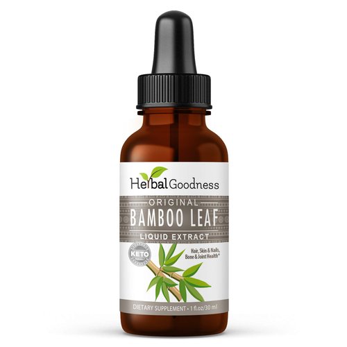 Bamboo Extract for Hair Growth 1oz - Natural Bamboo Leaf - Organic Hair Skin and Nail Vitamins Natural Silica, Collagen Supplement, Radiant Skin and Nails - 1 Bottle - Herbal Goodness