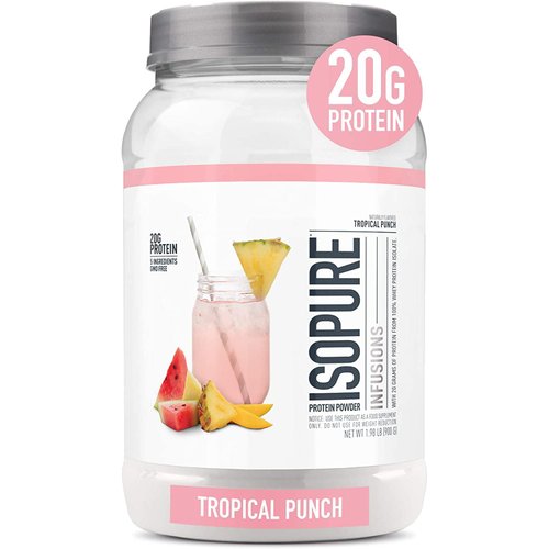 Isopure Protein Powder, Clear Whey Isolate Protein, Post Workout Recovery Drink Mix, Gluten Free with Zero Added Sugar, Infusions- Tropical Punch, 36 Servings