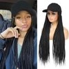 Yunkang Braided Baseball Cap Wig Box Braid Hair Extensions with Hat Ombre Color Synthetic Hair Cap Wig with 24inch Long Braiding Hair for Women (B-Black)