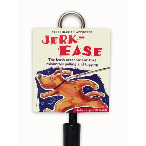 JERK-EASE Patented Shock Absorber Bungee Dog Leash Attachment, Medium (up to 60 pounds), Black