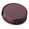 Dacasso Chocolate Brown Leather 4 Round Coaster Set