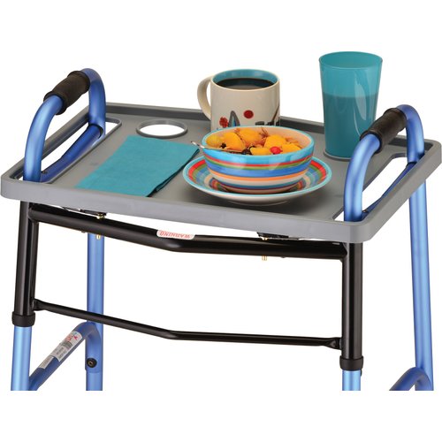 NOVA Walker Tray, Food Tray with 2 Cup Holders for Folding Walker, Fits on Most Folding Walkers, 1 Count (Pack of 1)
