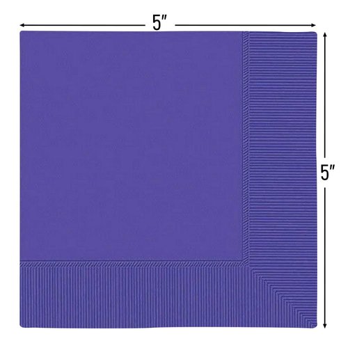 Luxurious New Purple 2-Ply Beverage Napkins – 5"x5" (Pack of 40) - Versatile & Standout Color Perfect for Events & Parties