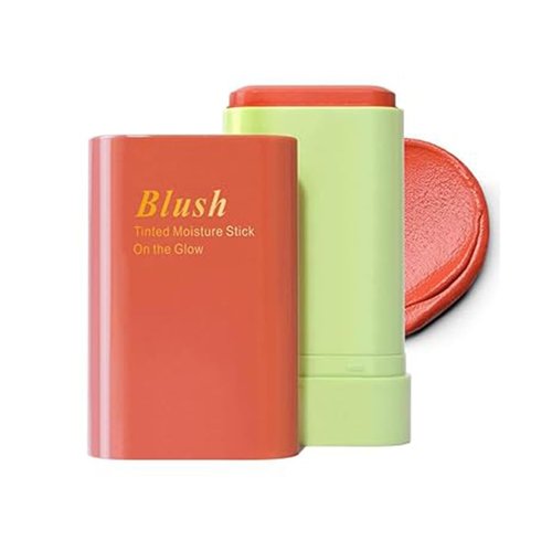 Multi-Use Makeup Blush Stick, Soft Cream Blush Makeup, Waterproof Natural Solid Moisturizer Blusher Stick, Multi-purpose Blush Stick for Eye, Cheek and Lip (Orange, M)