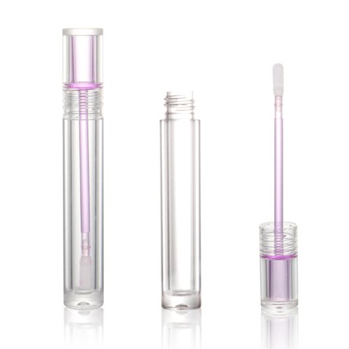COSIDEA 25pcs Empty Round Clear 4ml 0.13oz lip gloss tubes with soft silicon tip Purple wand transparent Lipgloss tube containers for lip oil packing