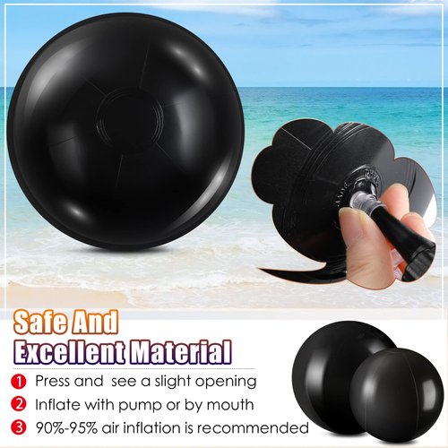 Sinmoe 12 Pieces Halloween Inflatable Decorations Solid Beach Ball Inflatable Beach Ball Swimming Pool Party Ball for Summer Beach, Pool and Halloween Party Favor, Beach suppy(16 Inch, 24 Inch,Black)