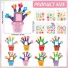 Beeveer 96 Pcs Mother's Day Hand Picture Frame Crafts DIY Handprint Flower Pot Hand Keepsake Picture Frame Craft Gifts with Flower Stickers for Spring Party Home Activities