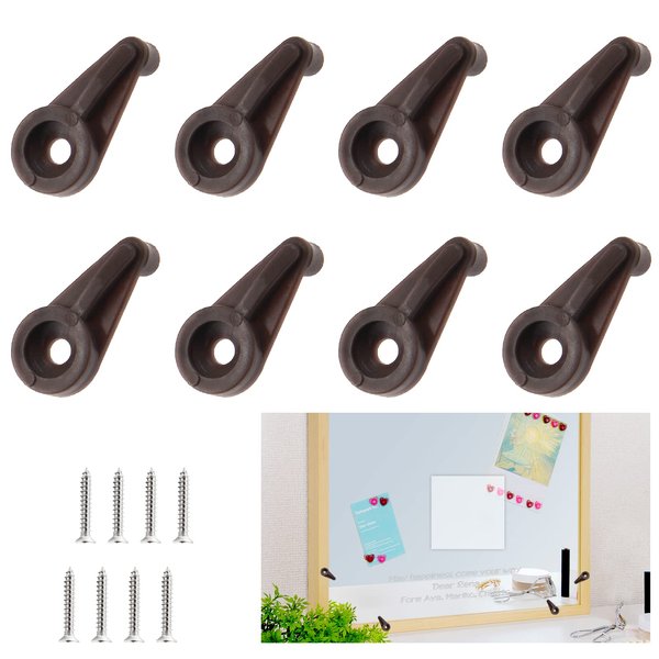 Qjaiune 20 Pack Glass Window Clips Brown Retainer Clips, Glass Door Holder Cabinet Panel Bracket Screen Fixing Clips, Glass Door Retainer Kit Mirror Hanging Hardware for Vanity Mirror Window Screen