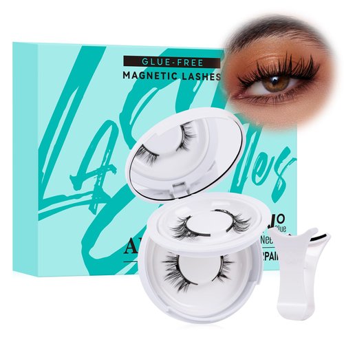 Magnetic Eyelashes with Lash Clusters Applicator Natural Magnetic False Lashes Kit Wispy Reusable Cluster Eyelash Extensions with Magnets No Lashes Glue or Liner Needed(2 Pairs-Natural)