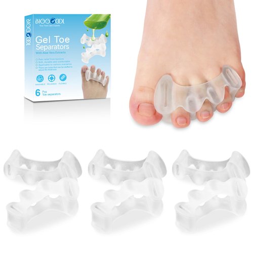 BIGGCOOL Toe Separators to Correct Bunions, Toe Spacers for Hammertoes, Bunion Corrector for Relieve Feet Pain, Toe Straighteners for Men Women - 3 Pairs (Clear)