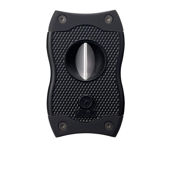 Colibri Premium SV-Cut 2 in 1 Cigar Cutter - Ergonomic Stainless Steel V-Cut and Straight Cut Style Spring-Loaded Blade, Ideal for up to 60+ Ring Gauge - Gift for Cigar Enthusiasts (Black)