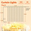 Twinkle Star 300 LED Curtain String Lights, 8 Modes Fairy Hanging Lights for Bedroom, Wedding, Party, Home Garden, Outdoor & Indoor Wall Decorations Twinkle Lights, Warm White