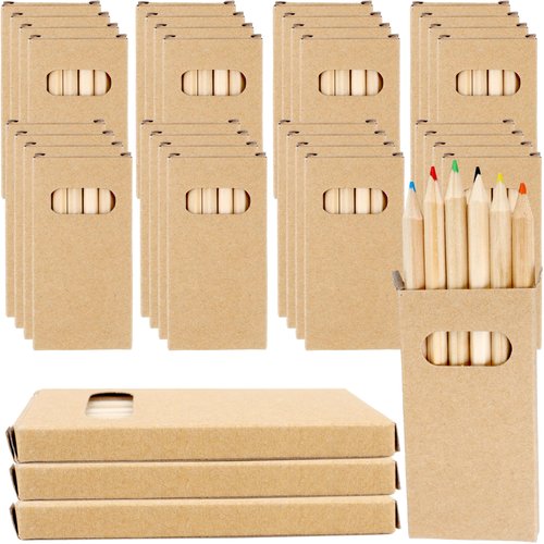 36 Packs /216 Pieces Mini Colored Pencils Portable Short Coloring Painting Pencils Pre-Sharpened Small Color Pencils in Kraft Boxes for Kids Classroom Drawing Art Birthday Wedding Party Supplies