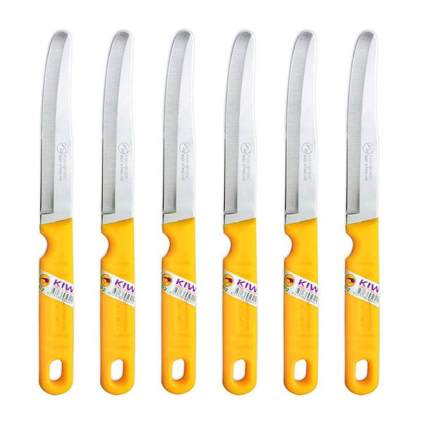 Kiwi SET 512 6 piece Fruit Knives,Silver and Yellow
