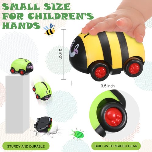 Skylety 6 Pieces Animals Pull Back Cars Friction Powered Push and Go Back and Forth Vehicles Car Toys Friction Powered Vehicle Playset Toys
