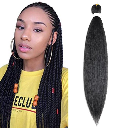 Pre Stretched Braiding Hair 26 Inch Ombre Red Kanekalon Braiding Hair Extensions Hot Water Setting Crochet Box Braids Hair (26 Inch (Pack of 1), Blue-White-Red)