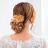 Hermoli Gold Wedding Pearl Hair Comb Flower Bridal Hair Combs Handmade Headpiece for Women