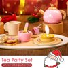 BUYGER Pretend Play Princess Tea Party Set for 3 4 5 6 + Year Old Wooden Kitchen Play Food Accessories Sets Gifts for Toddler Little Girls Boys Age 3-5