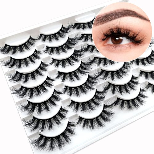 14 Pairs Short Mink Lashes Natural Look, 3D Wispy 12-18mm Cat-Eye Faux Mink Lashes Fluffy, Natural Wispy False Eyelashes Pack by Heracks (D017)