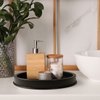 FRTIM Black Decorative Serving Round Tray, Black Metal Decor Tray for Home Decor Coffee Dining Table Centerpiece Farmhouse Kitchen Countertop（11.4 Inches