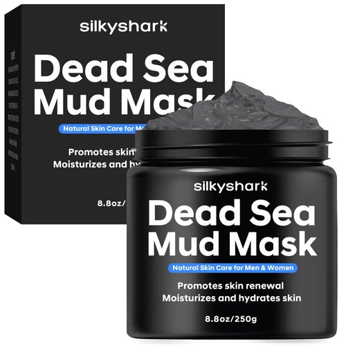 SilkyShark Dead Sea Mud Mask for Face and Body (8.8 Oz), Natural Skincare for Women & Men, Acne Face Mask, Natural Minerals and Clay, Skin Cleansing, Suitable for All Skin Types