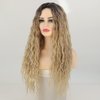 Fencca Ombre Blonde Long Curly Wigs for Women Heat Synthetic Curly Hair Wavy Full Wig Middle Part Natural Looking Wig