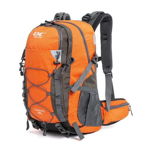 Diamond Candy Waterproof Hiking Backpack for Men and Women, Lightweight Day Pack for Travel Camping, Orange, 40L