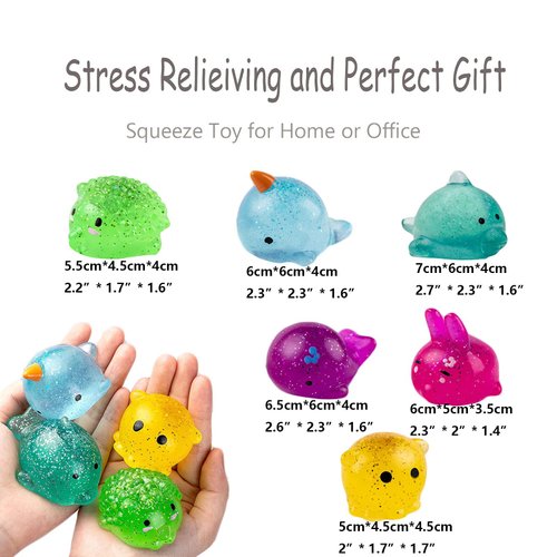 funnysquee Glittery Jumbo Squishies Toys, A Perfect Kawaii Stress Relief Toy and Decor, Ideal for Party Favors, Kids Gifts and Celebrations