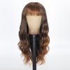 Sibeth Long Brown Wig with Bangs 26 inches Long Wavy Synthetic Hair Wigs Deep Brown Curly Wig Natural Looking Bangs Heat-Resistant for Women Daily Party Cosplay Use (With Bangs, 4T30)