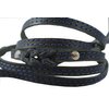 6' Long Genuine Leather Braided Dog Leash Black 3/8" Wide for Small Dogs amd Puppies