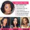 ManeMajesty Short Curly Human Hair Wigs for Black Women Deep Curly Glueless Wig Jerry Curl Side Part Lace Front Wigs 100% Brazilian Remy Human Hair Ready to Go Lace Bob Wig 10 Inch 12A Natural Color