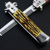 Foldable Pocket Comb, Stainless Steel Switchblade Comb Spring Jump Brush Switchblade Spring Pocket Oil Hair Comb Oil Hair Comb for Scalp Hair or Beard (Bone Color)