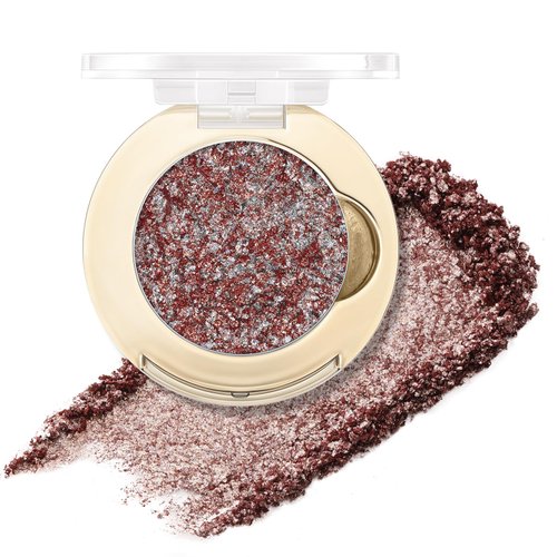 FOCALLURE Eyes On Me Pressed Powder Eyeshadow, Glitter Eye Makeup & Highlight, Long-Lasting, High Pigmented Single Shade Eye Color, Shimmery Finish, Hypoallergenic, OR01 Asgard