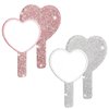 Framendino, 2 Pack Rhinestone Handheld Mirror Heart Bling Mirror Glitter Cosmetic Dazzling Mirror Portable Hand Mirrors with Handle for Women (White & Pink)