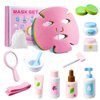 WHOHOLL Wooden Makeup Toy Set, Pretend Beauty Salon Toys Skin Care Learning Toys for Toddler, Daycare Toys Christmas Birthday Gift for 2-5+ Year Old Girls - Facial Cleanser, Mirror, Face Mask (Pink)