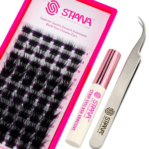 DIY Lash Extension Kit at Home, 72pcs Eyelash Extension Kit Individual Lashes Kit Natural Eyelashes Kit Lash Clusters Kit with Glue And Tweezers Wispy Lash Clusters D Curl Iris Lash Kit 8-15mm