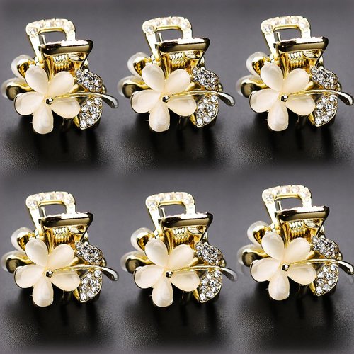 Small Hair Claw Clips, Opal Rhinestone Hair Clamps, Grip Crystals for Thick, Thin, Long or Short Hair