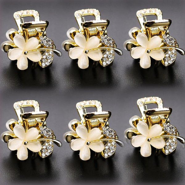 Small Hair Claw Clips, Opal Rhinestone Hair Clamps, Grip Crystals for Thick, Thin, Long or Short Hair