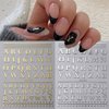 Tyuimhx 6 Sheets Letter Nail Art Stickers Decals A-Z Alphabet Nail Sticker 3D Self-Adhesive Gold and Silver Designs English Letter Nail Decals Supplies for Women Girls DIY Manicure Decorations