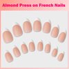 AddFavor French Tip Press on Nails Short Almond Fake Nails, 240pcs White French Nails Press on Almond Matte Pink Acrylic Nails with Adhesive Tabs for Women