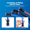 CGELE 60Pcs Quick Connect Air Hose Fittings 1/4 inch OD 15 Spliters+15 Elbows+15 tee+15 Straight Quick Release Pneumatic Push to Connect Fittings Kit Air Line Fittings for 1/4 inch Tube