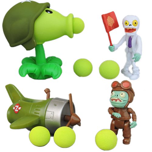 JHESAO 4 PCS Plants PVZ Toys Action Figures Zombies Toys Mini PVZ Set 1 2 Series Getling Pea Great Gifts for Kids and Fans, Birthday and Christmas Party