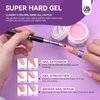 SAVILAND Builder Nail Gel Set with Nail Drill - 3 Pcs Hard Gel(VE&VB5&Kerain) Clear Pink Nudes Builder Nail Gel with Lamp Nail Brush Nail Strengthener Gel for Nail Extension Shaping DIY at Home Salon
