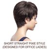 Style Icon 5" Cute Short Pixie Wigs with 100% Brazilian Hair (NATURAL DARK BROWN, Side Swept Bangs) - Pixie Cut Wigs for Women - Human Hair Wigs Wigs - Short Straight Wig