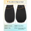 WIGNEE Kinky Straight Clip Ins Hair Extensions 4 Pcs Yaki Straight Clip Ins with Lace Weft 14 Inch Natural Black Clip In Hair Extensions Black Women Seamless Clip Ins for Black Women
