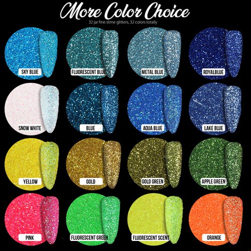 Teenitor Glitter, 32 Colors Body Glitter Face Glitter, Hair Glitter Nail Glitter for Crafts Resin Accessories, Fine Glitter for Resin Nail, Eye Glitter Makeup, Gold Glitter Red Glitter Black Glitter