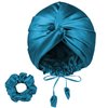 PARISBELLA Reversible Silky Satin Bonnet for Sleeping, Smooth As Silk Hair Wrap for Sleeping, Adjustable Satin Sleep Cap for Women, Stylish Turban for Curly Hair, Peacock Blue, Pack of 1