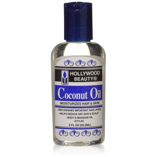 Hollywood Beauty Coconut Hair Oil, 2 oz - Moisturizes Hair & Skin, Replenishes Hair Lipids, Body & Massage Oil, Relieves Scalp Dryness, Reduces Dandruff